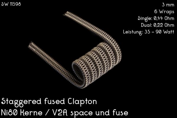 Franktastische Coils - Fused Staggered Clapton NiChr80 Kerne 0,22 Ohm Dual