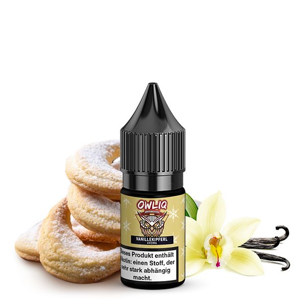 OWLIQ Vanillekipferl Nikotinsalz Liquid 10ml - Vanillekipferl Puderzucker Weihnachtsedition