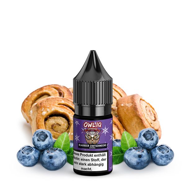 OWLIQ Blaubeer Zimtschnecke Nikotinsalz Liquid 10ml - Blaubeere Zimt Hefeteig Weihnachtsedition