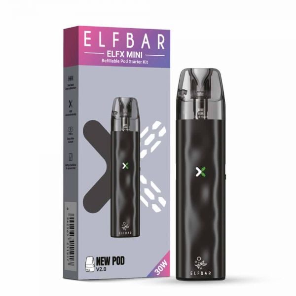 Elfbar ELFX Mini Kit Pod System 1000mAh - Stick Design mit 0.8 Ohm V2.0 Pod black