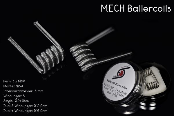 Franktastische Coils - MECH "Ballercoil" - 3Core Alien NiChr80 3mm Dual Set