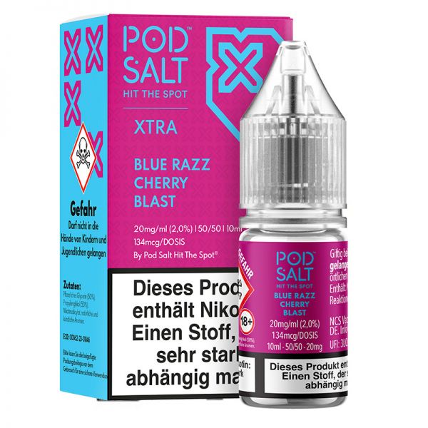 Pod Salt Xtra Blue Razz Cherry Blast Nikotinsalz Liquid 20mg